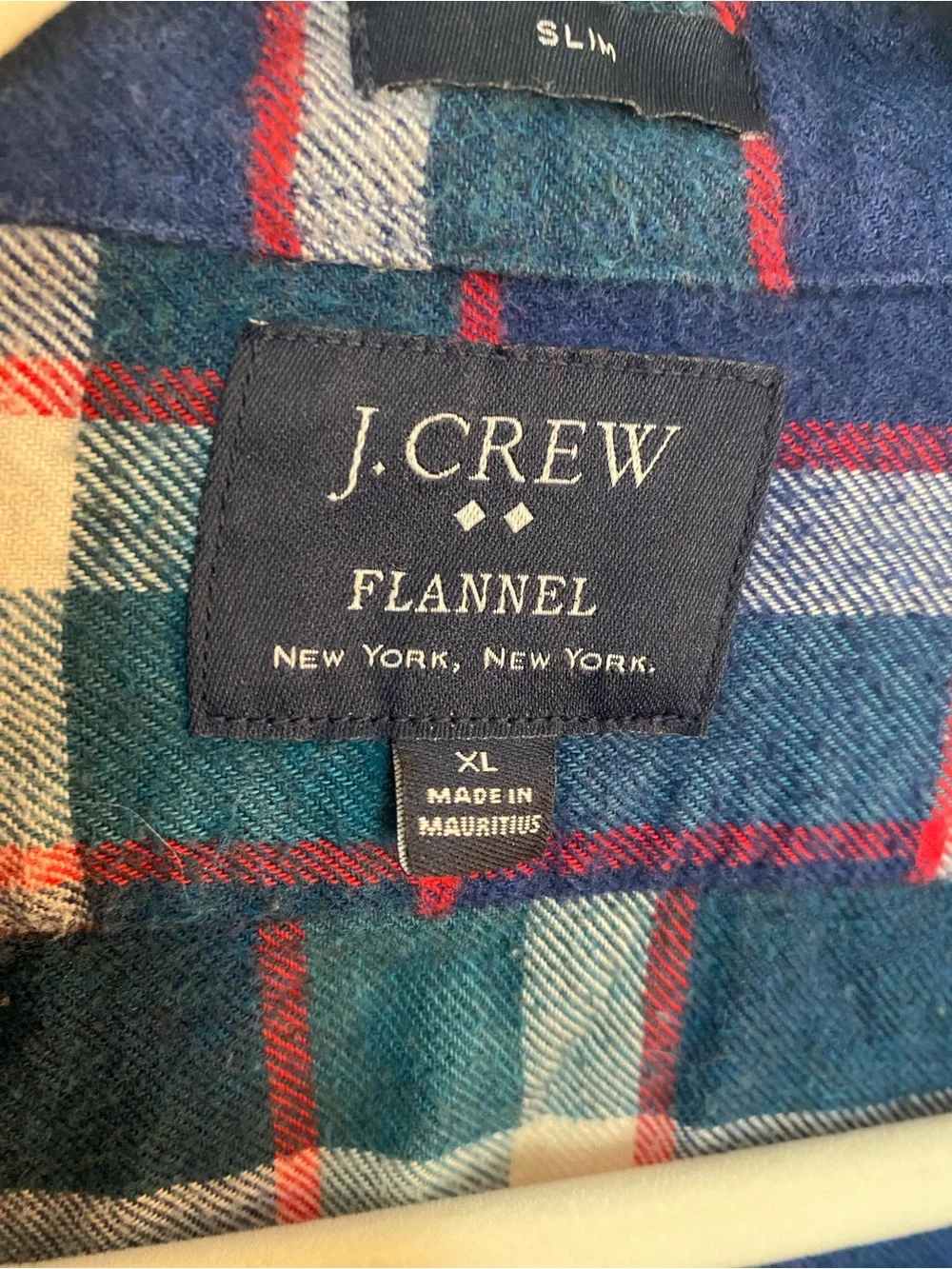 J. Crew Navy, Green & White Plaid Button-Down Shirt XL